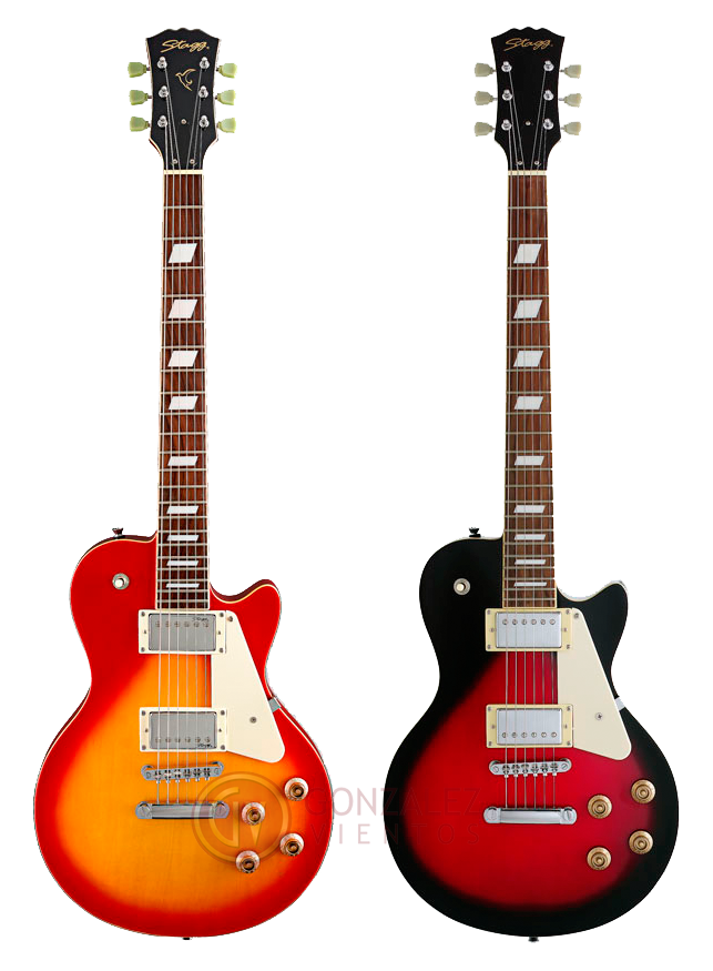 GUITARRA ELECTRICA TIPO LES PAUL  2 MIC HUMB. Color REDBURST STAGG